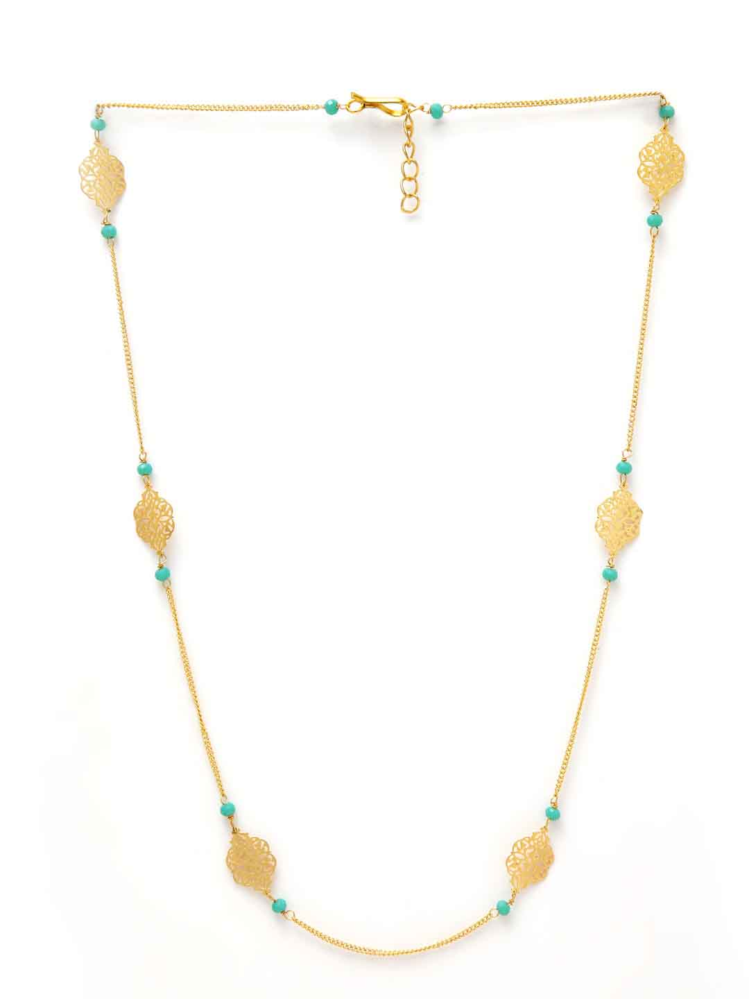 Gold-Plated & Blue Glass Stone Embellished Handcrafted Necklace