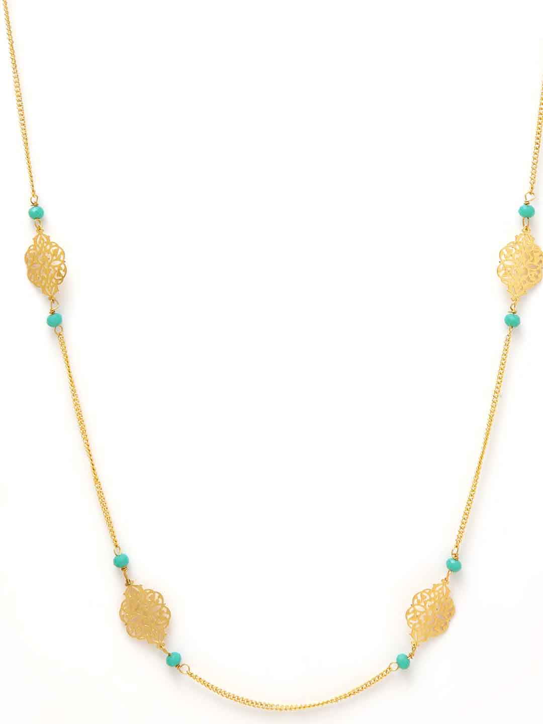 Gold-Plated & Blue Glass Stone Embellished Handcrafted Necklace