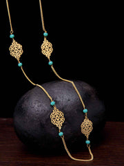 Gold-Plated & Blue Glass Stone Embellished Handcrafted Necklace