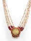 Gold-Plated Red & White Pearl Beaded Jewellery Set