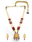 Gold-Plated Red & White Handcrafted Stone-Studded Jewellery Set