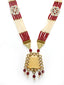 Gold-Plated Red & White Handcrafted Stone-Studded Jewellery Set