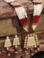 Gold-Plated Red & White Handcrafted Stone-Studded Jewellery Set