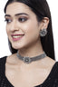 Oxidized Silver-Plated White CZ-Studded Jewellery Set