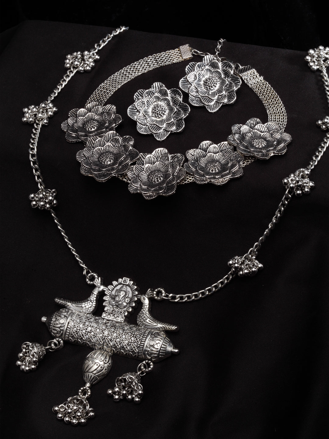 Silver-Plated Oxidized Handcrafted Jewellery Set