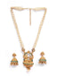 Gold-Toned & White Pearls Shiv & Parvati Temple Jewellery Set