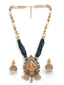 Green & Gold-Toned Beaded Temple Jewellery Set