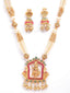 Gold-Plated Red & Green Stone-Studded Gopala Temple Antique Jewellery Set