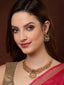Gold-Toned Pink Stone-Studded & Pearl-Beaded Jewellery Set