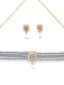 Gold-plated Grey & White CZ-Studded & Beaded Handcrafted Jewellery Set