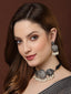 Silver-Toned White Stone Studded Choker Jewellery Set