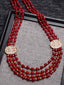 Woman Maroon & White Gold-Plated Layered Necklace