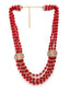 Woman Maroon & White Gold-Plated Layered Necklace