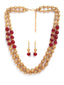 Gold-Plated Red Beaded Jewellery Set