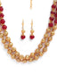 Gold-Plated Red Beaded Jewellery Set