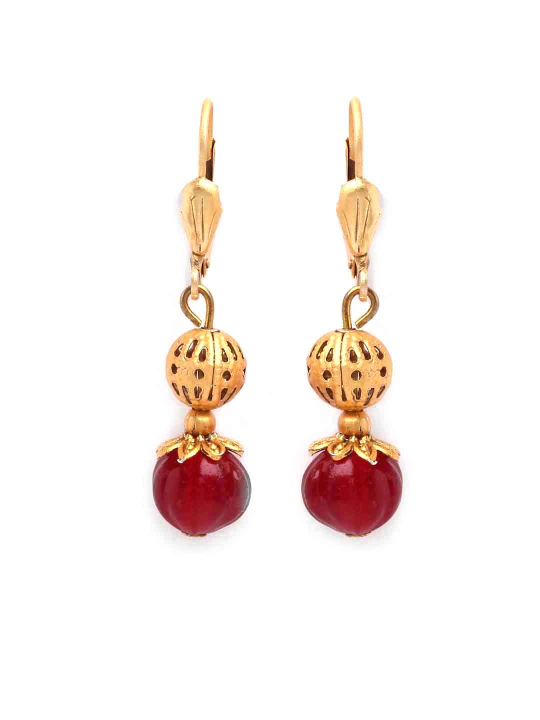 Gold-Plated Red Beaded Jewellery Set