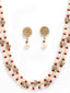 Gold-Plated & Red Pearl Beaded Handcrafted Jewellery Set