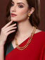 Gold-Plated & Red Pearl Beaded Handcrafted Jewellery Set