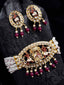 Gold-Plated & White Stone-Studded & Pearl-Beaded Handcrafted Jewellery Set