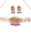 Gold-Plated & White Stone-Studded & Pearl-Beaded Handcrafted Jewellery Set