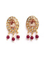 Gold-Plated & White Stone-Studded & Pearl-Beaded Handcrafted Jewellery Set