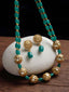 Gold-Plated & Green Beaded Jewellery Set