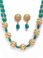 Gold-Plated & Green Beaded Jewellery Set