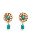 Gold-Plated & Green Stone-Studded & Beaded Handcrafted Jewellery Set