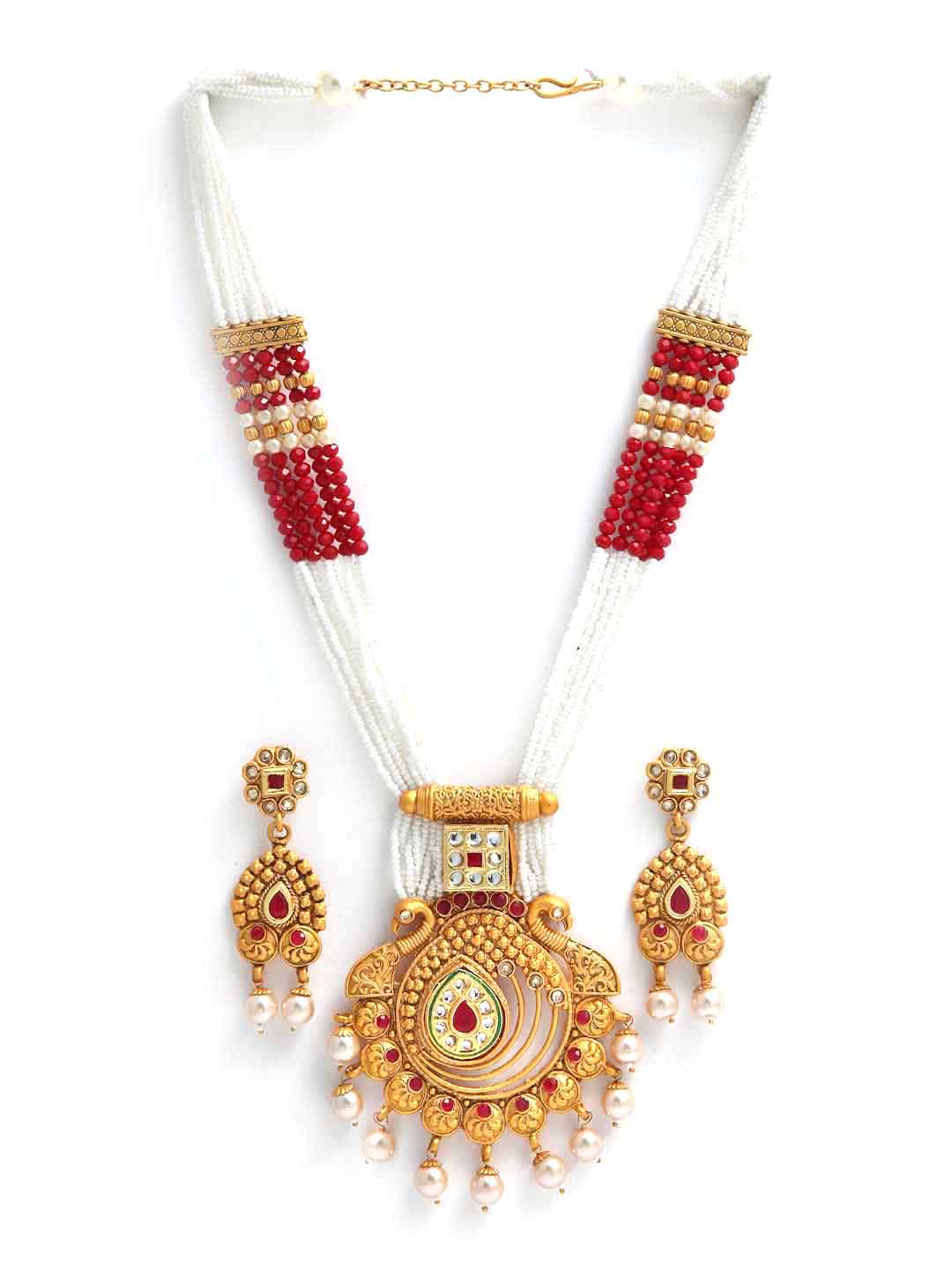 Gold-Plated Kundan Stone-Studded Jewellery Set