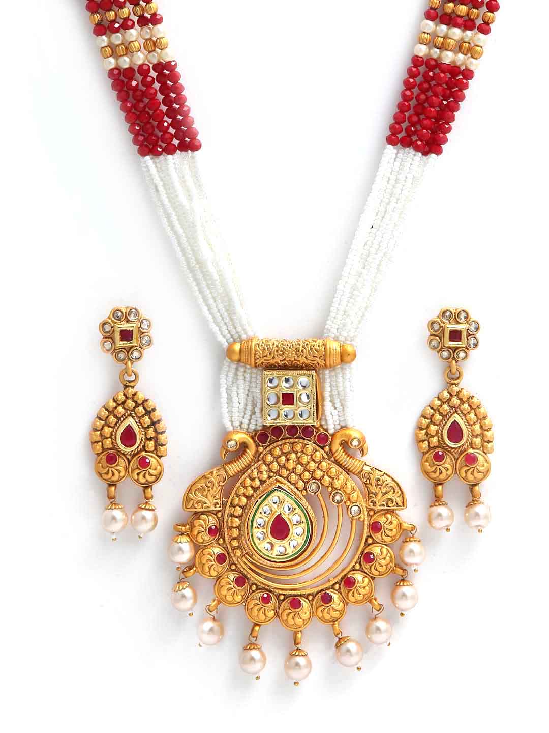 Gold-Plated Kundan Stone-Studded Jewellery Set