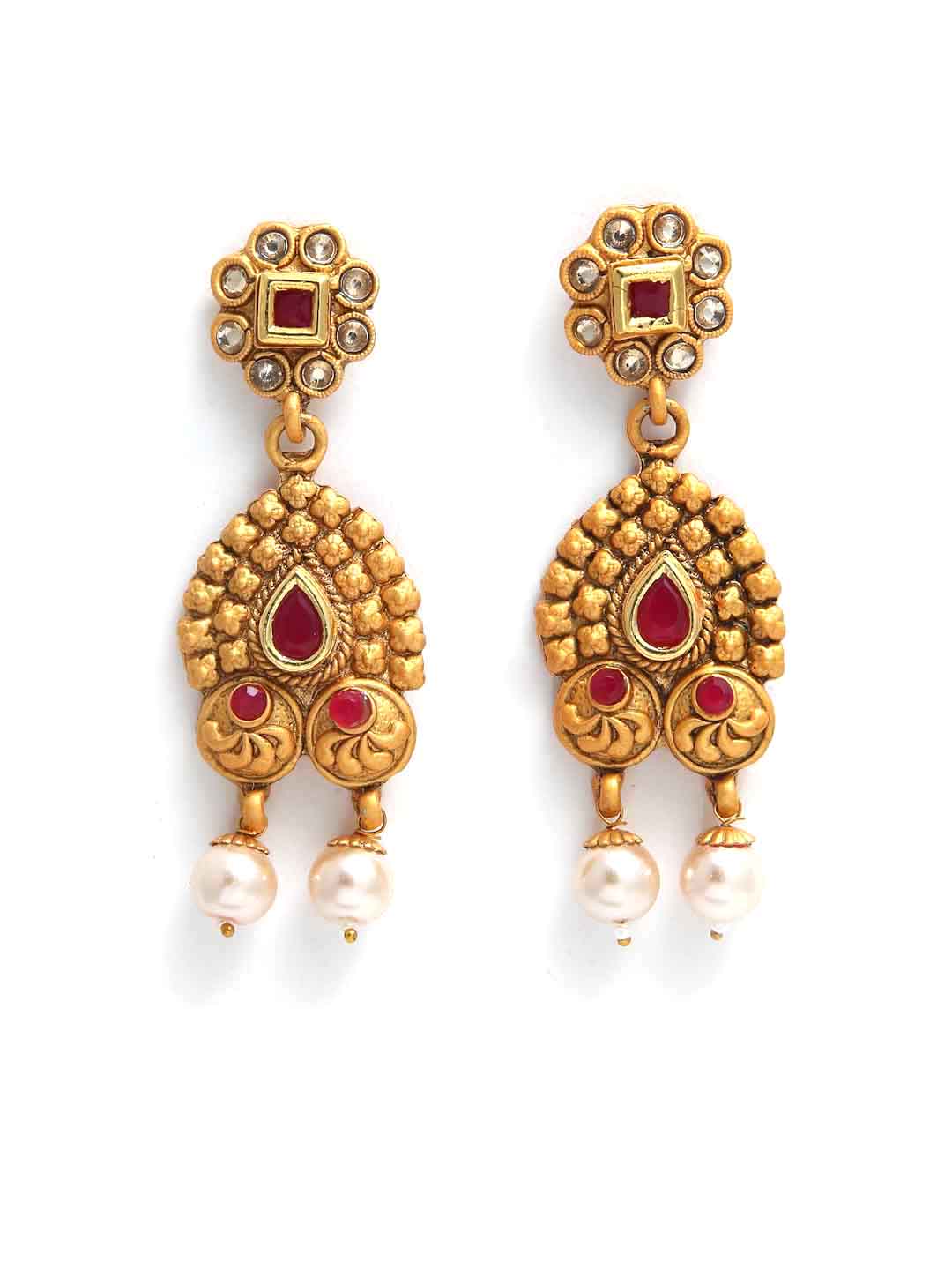 Gold-Plated Kundan Stone-Studded Jewellery Set