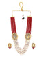 Women Gold-Plated White & Maroon Beaded Jewellery Set