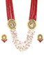 Women Gold-Plated White & Maroon Beaded Jewellery Set