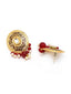 Women Gold-Plated White & Maroon Beaded Jewellery Set