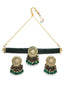 Gold-Plated White & Green Kundan-Studded & Beaded Vilandi Jewellery Set