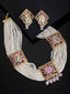 Women Gold-Plated White & Pink Pearl Beaded Choker Jewellery Set