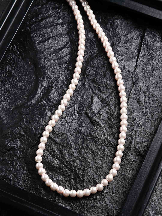 Off White Gold-Plated Beaded Necklace