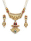 Gold-Plated & White Stone Studded & Beaded Jewellery Set