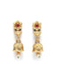 Gold-Plated & White Stone Studded & Beaded Jewellery Set