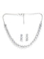 Silver-Toned & White Rhodium Plated AD Studded Jewellery Set