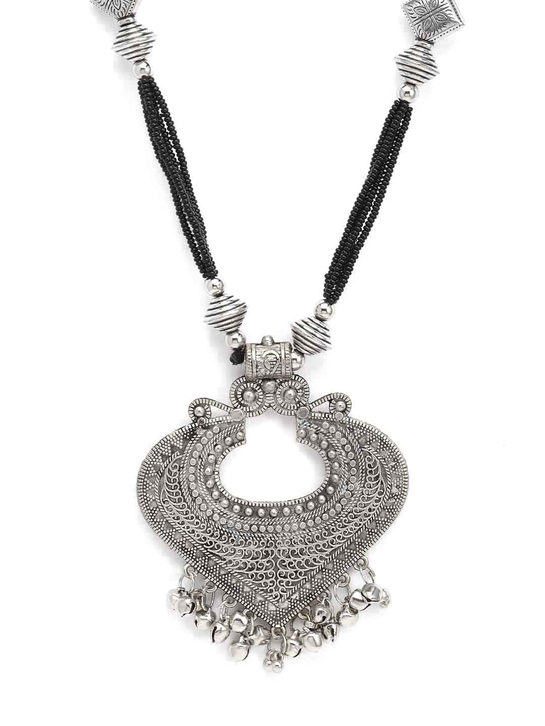 Silver-Toned German Silver Oxidised Necklace