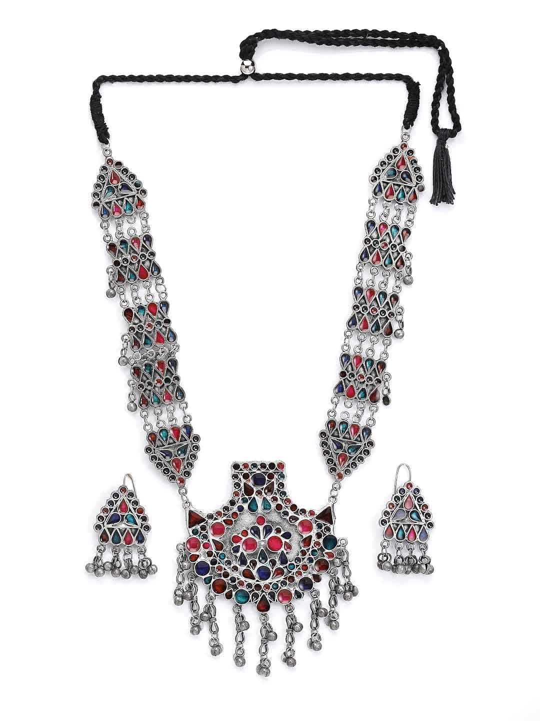 Oxidised & Silver-Plated Jewellery Set