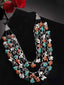 Silver-Toned & Turquoise Blue German Silver Layered Necklace