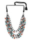 Silver-Toned & Turquoise Blue German Silver Layered Necklace