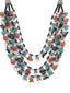 Silver-Toned & Turquoise Blue German Silver Layered Necklace