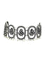 Silver-Toned Oxidized Antique Temple Choker Necklace with Earrings