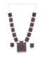 Silver-Toned Pink Stone-Studded Oxidized Jewellery Set