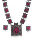 Silver-Toned Pink Stone-Studded Oxidized Jewellery Set