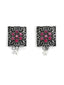 Silver-Toned Pink Stone-Studded Oxidized Jewellery Set