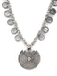 Silver-Toned Oxidized Coin Necklace